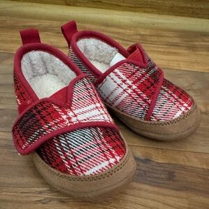 Toms Tiny Toms Red Plaid Inca Slip On Toddler Kids Shoes Sz 6c Sherpa Christmas